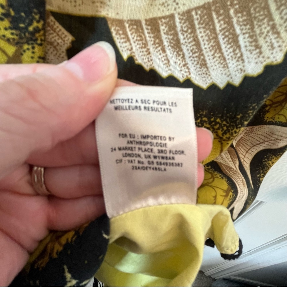 Anthropologie Vanessa and Virginia Yellow and Black Fish Dress Size 4 - Picture 9 of 10